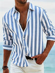 Gestreept Overhemd Heren Relaxed Fit Lange Mouw