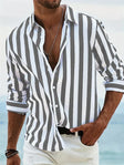 Gestreept Overhemd Heren Relaxed Fit Lange Mouw
