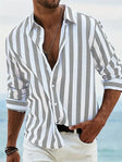 Gestreept Overhemd Heren Relaxed Fit Lange Mouw