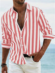 Gestreept Overhemd Heren Relaxed Fit Lange Mouw