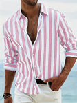 Gestreept Overhemd Heren Relaxed Fit Lange Mouw