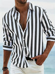 Gestreept Overhemd Heren Relaxed Fit Lange Mouw