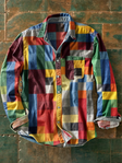 Patchwork Overhemd Heren Katoen Relaxed Fit