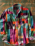 Patchwork Overhemd Heren Katoen Relaxed Fit