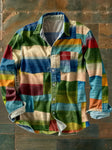 Patchwork Overhemd Heren Katoen Relaxed Fit