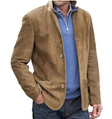 Suède Blazer Vest Heren Revers Knoopsluiting