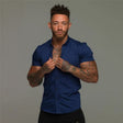Stretch Overhemd Heren Slim Fit Korte Mouw