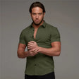 Stretch Overhemd Heren Slim Fit Korte Mouw