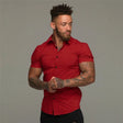 Stretch Overhemd Heren Slim Fit Korte Mouw