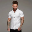 Stretch Overhemd Heren Slim Fit Korte Mouw