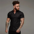 Stretch Overhemd Heren Slim Fit Korte Mouw