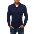 Gebreide Trui Heren Halve Rits Opstaande Kraag Slim Fit