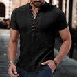 Linnen T-shirt Heren Knopen V-hals