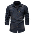 Denim Overhemd Heren Elastisch Borstzakken