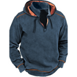 Fleece Hoodie Heren Contraststiksel Halve Rits