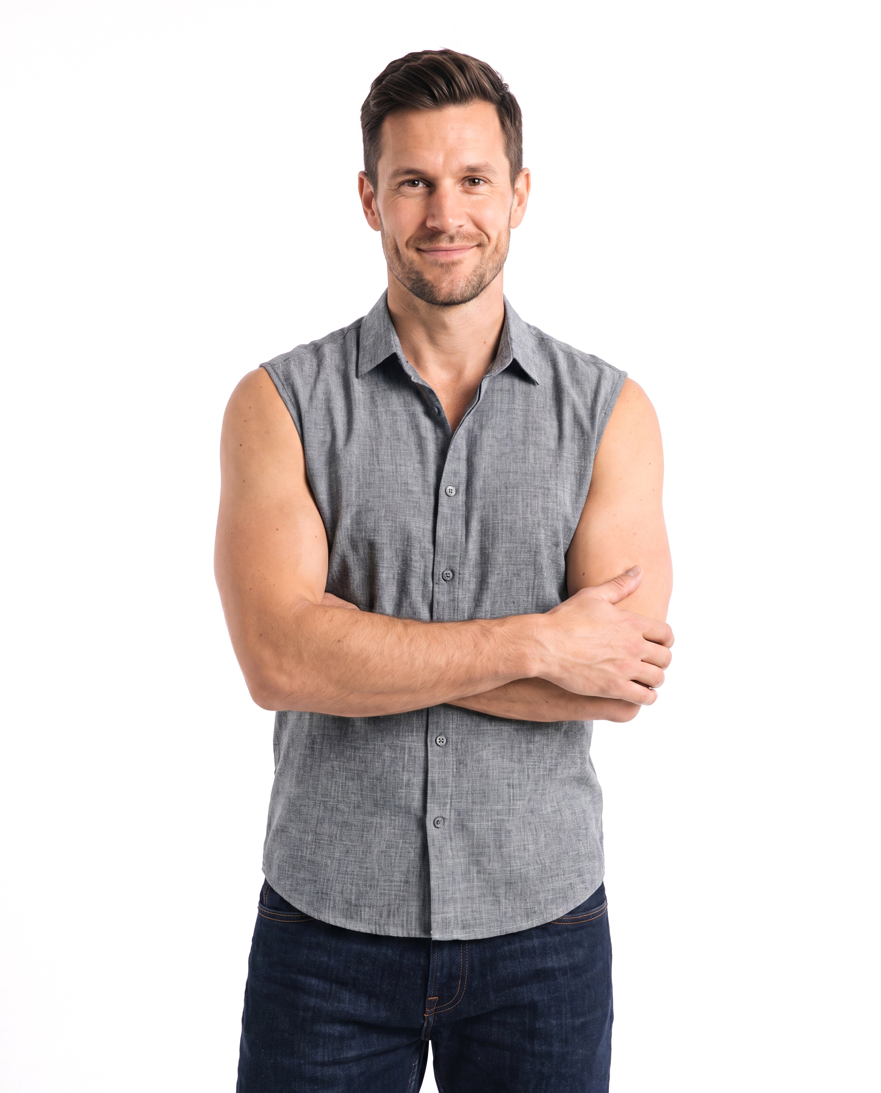 Lichtgewicht overhemd met korte revers Heren