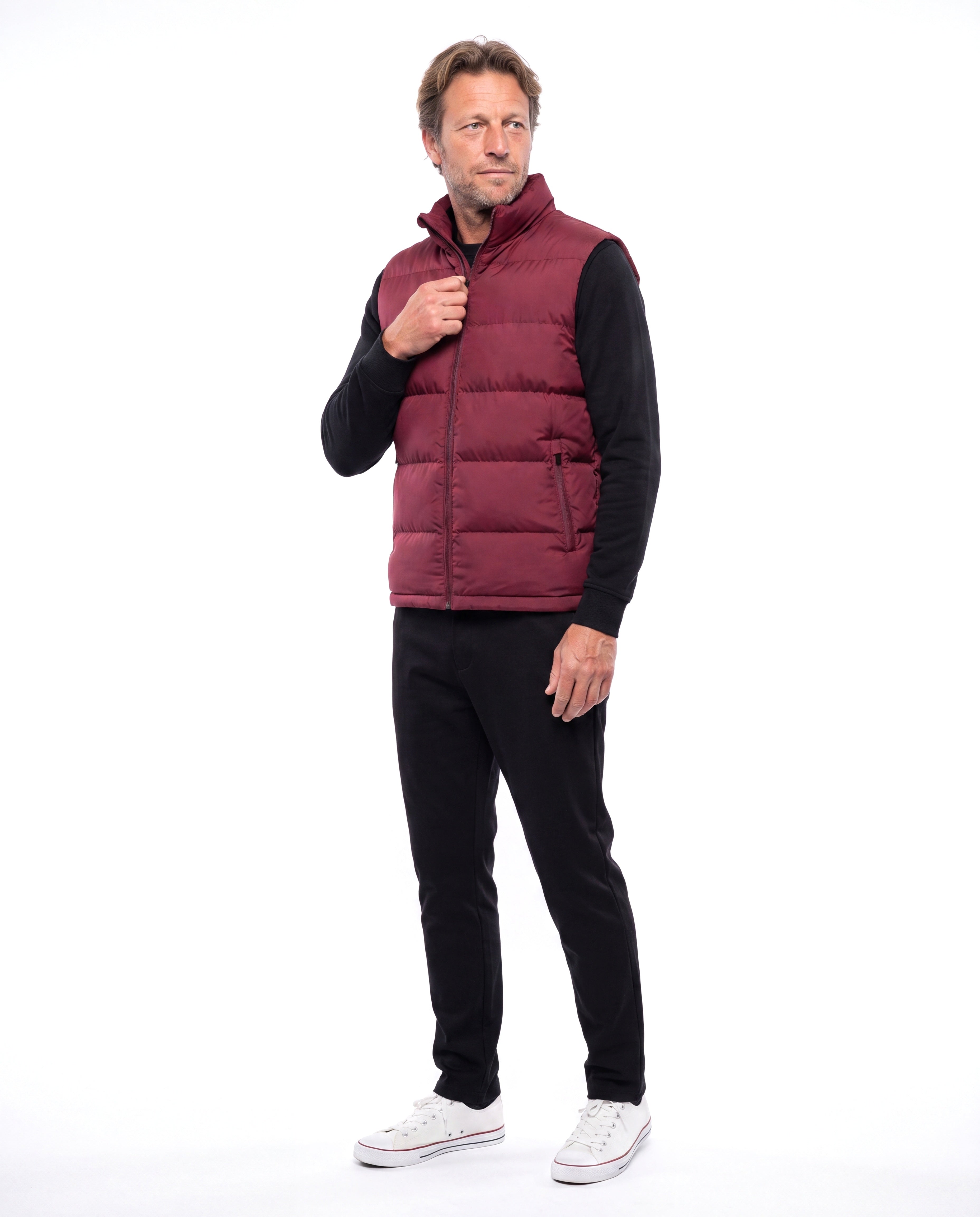 Gewatteerde bodywarmer met stiksgewijs dessin Heren