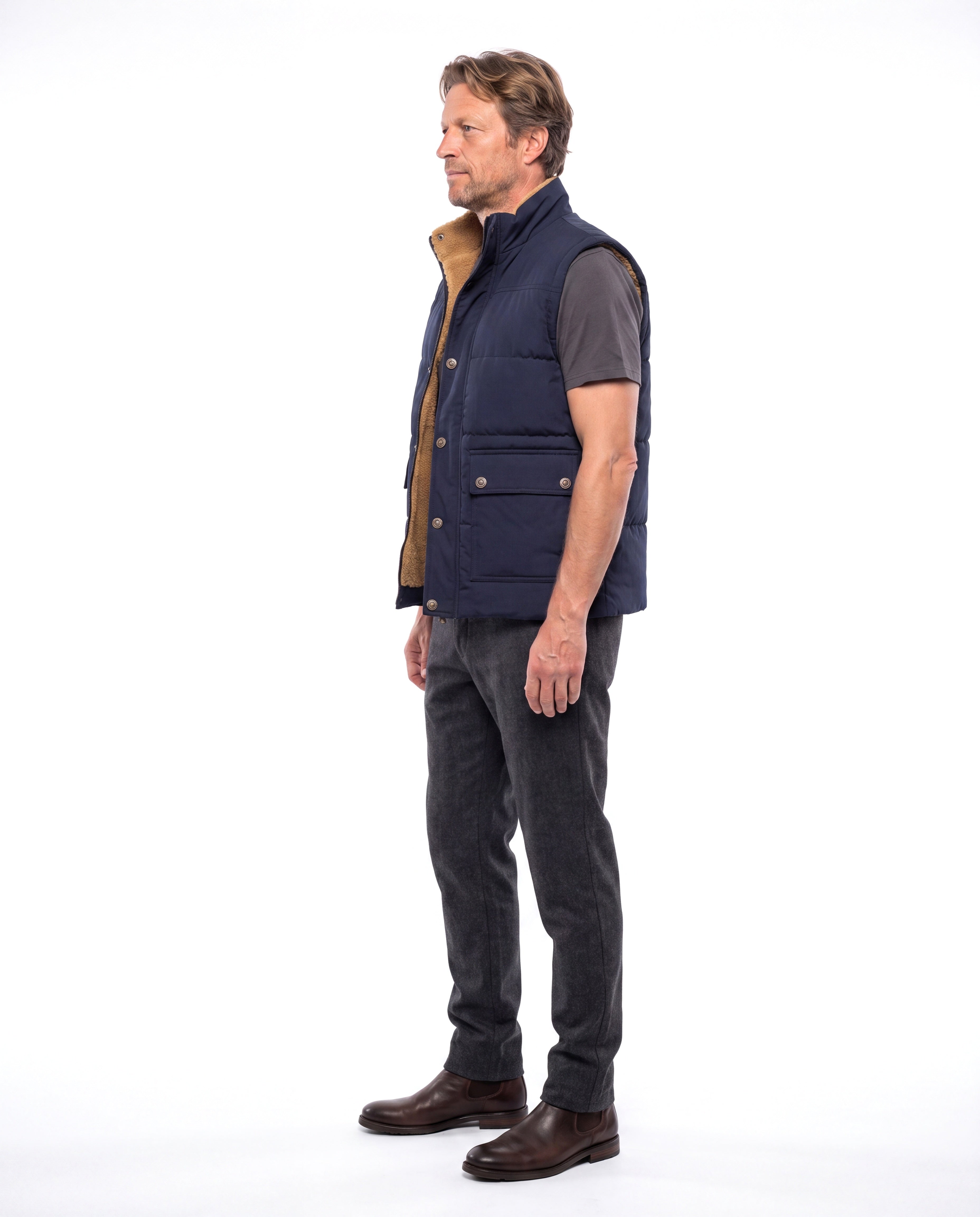 Gewatteerde bodywarmer met opstaande kraag Heren