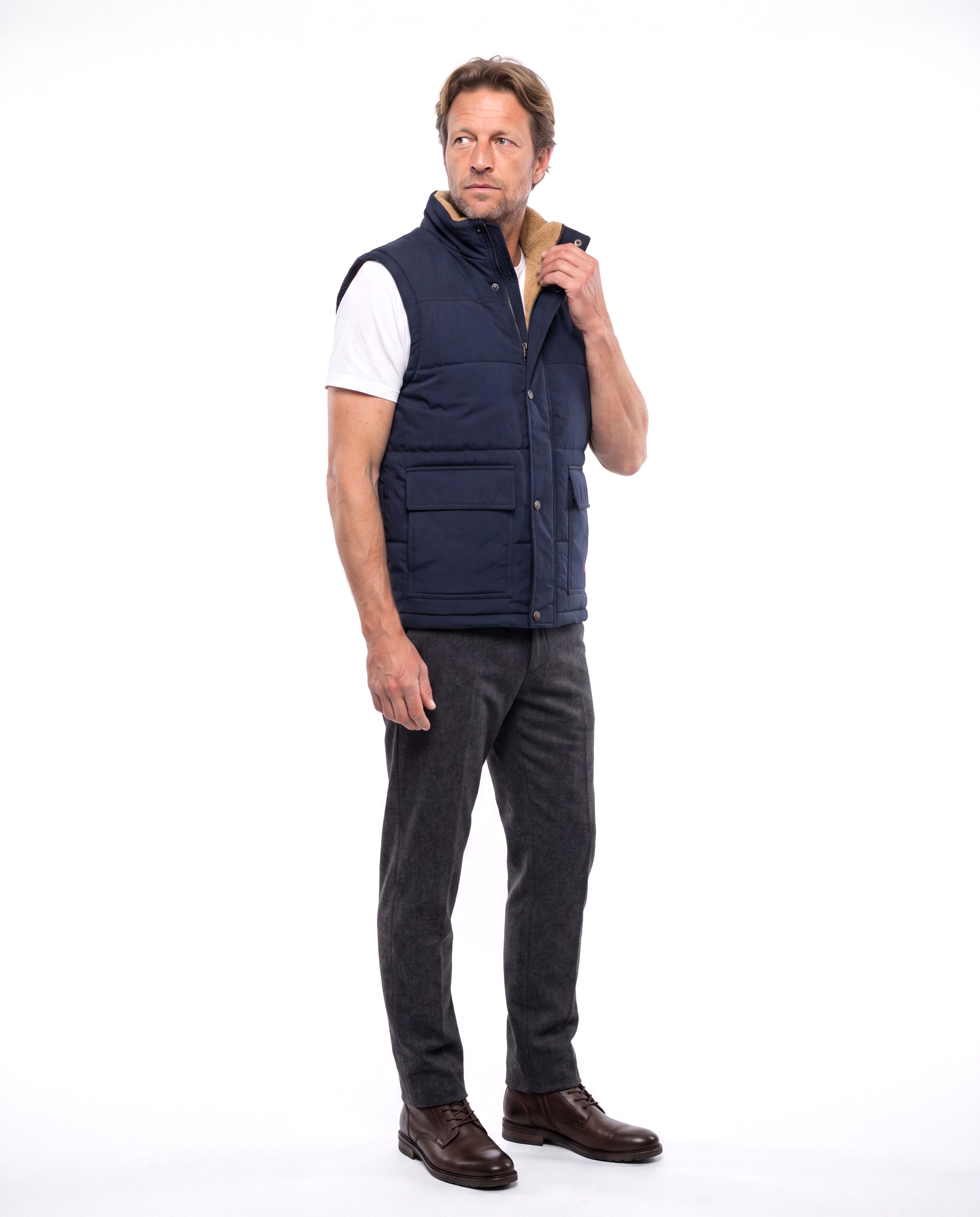 Gewatteerde bodywarmer met opstaande kraag Heren