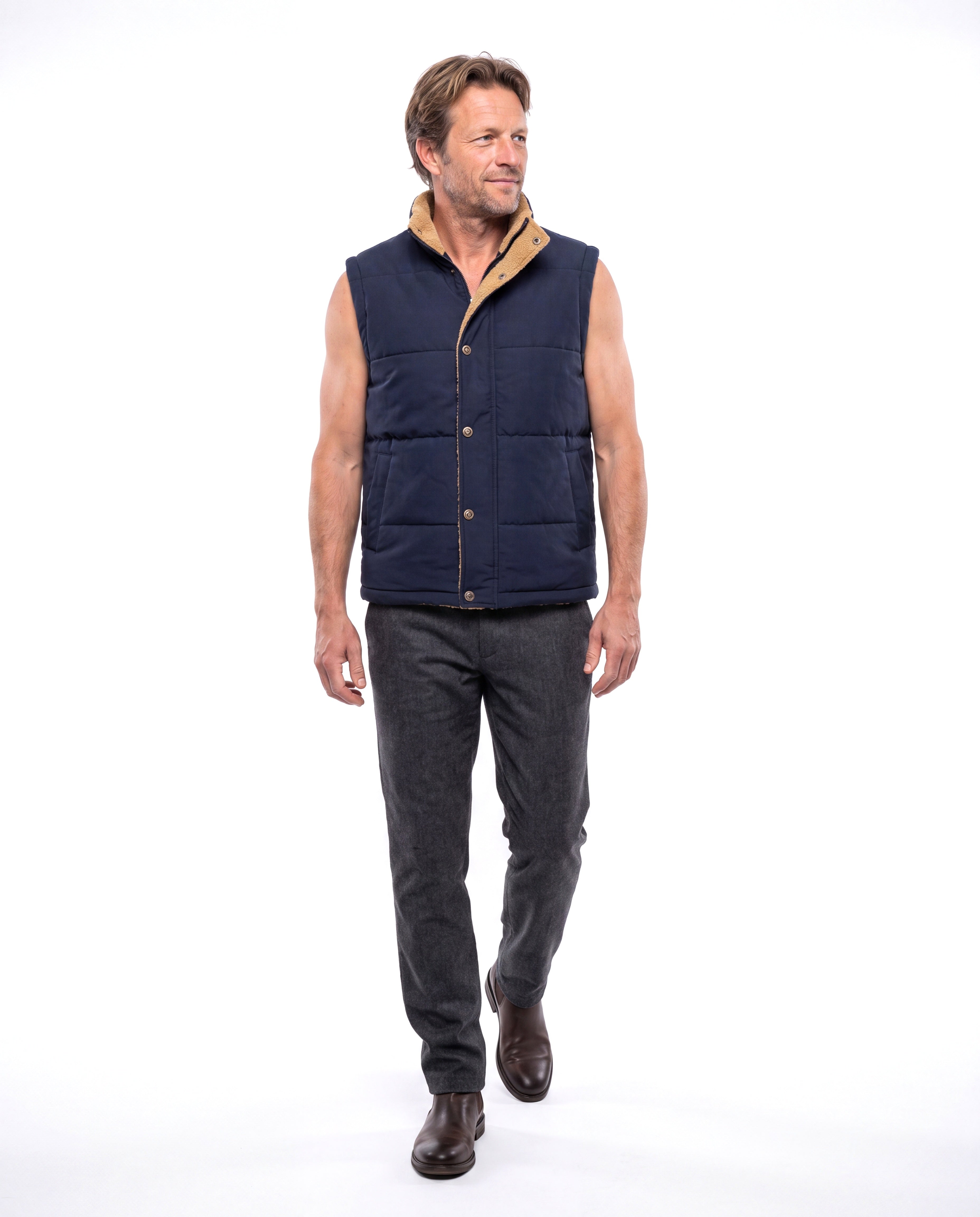 Gewatteerde bodywarmer met opstaande kraag Heren