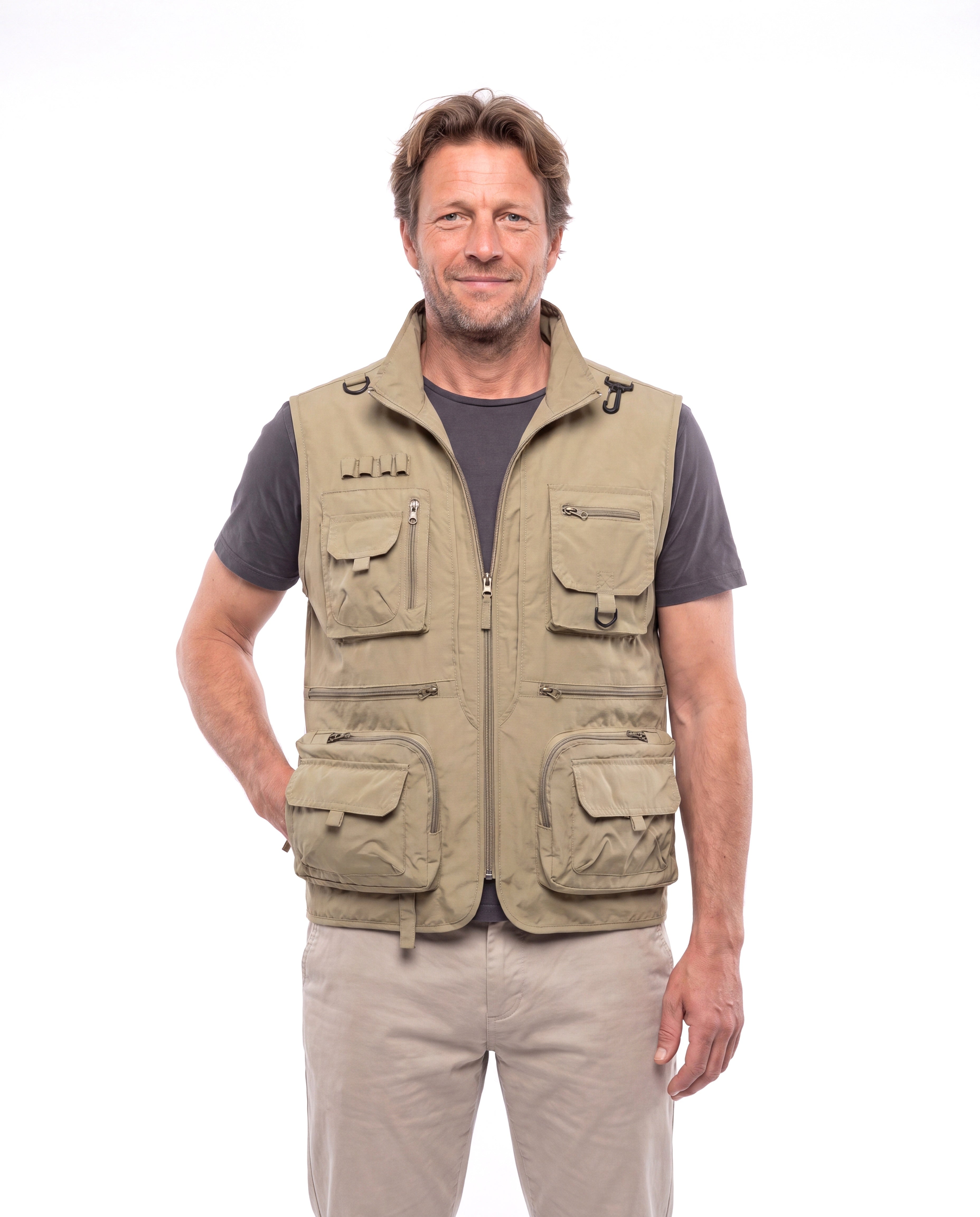 Katoenen utility vest met meerdere zakken Heren