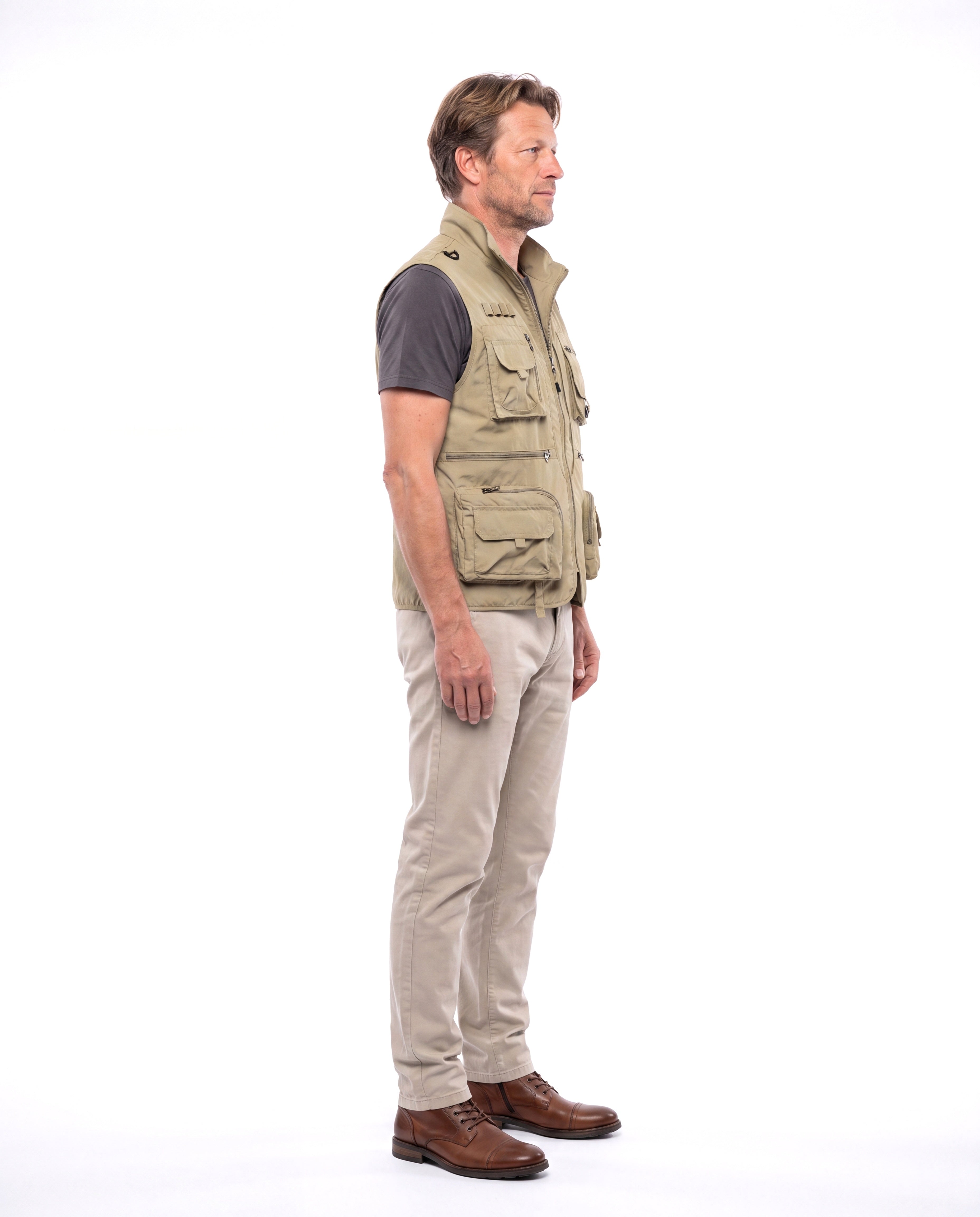 Katoenen utility vest met meerdere zakken Heren