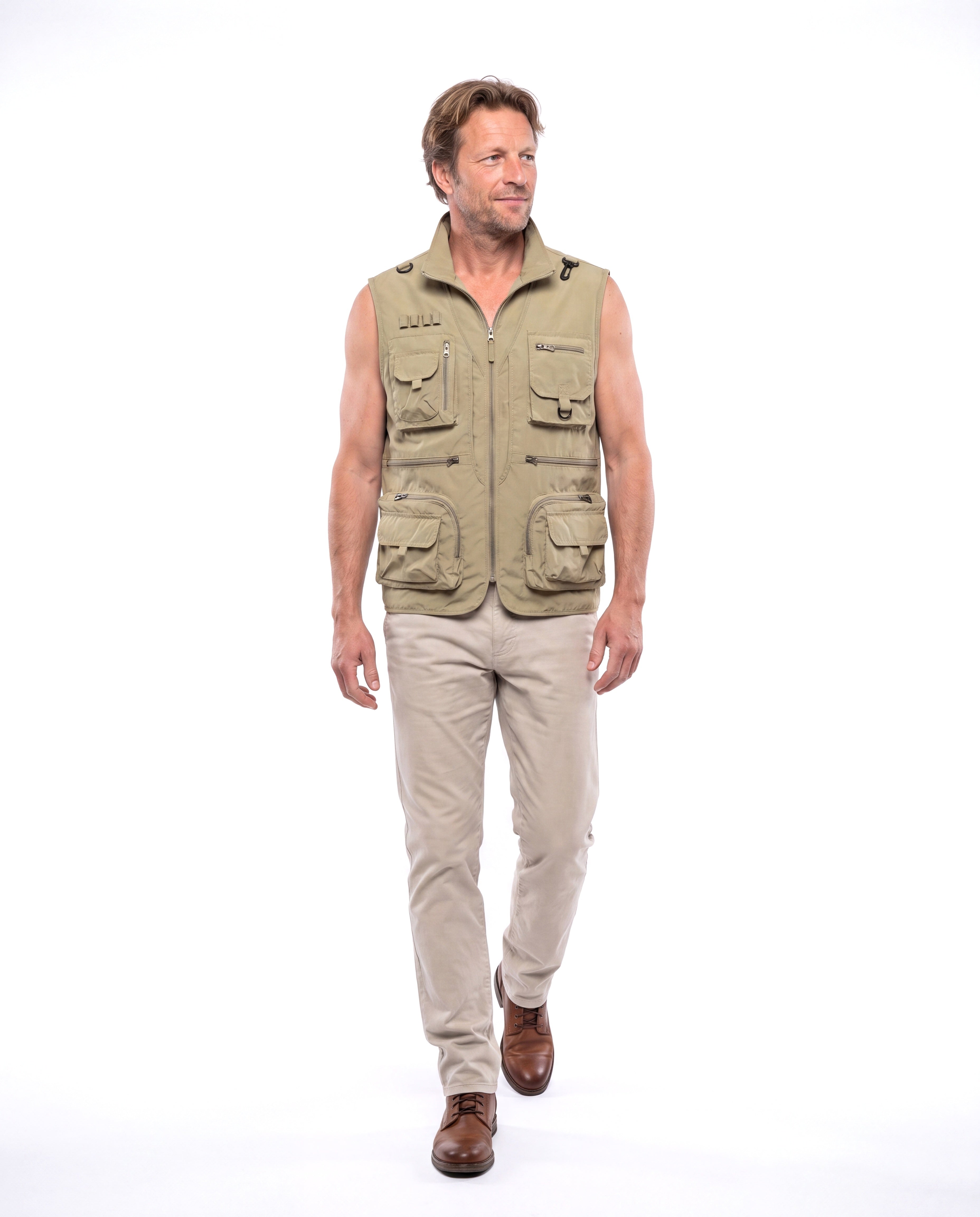 Katoenen utility vest met meerdere zakken Heren