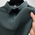 Structuurgebreide Polo Heren Anti-Kreuk