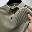 Structuurgebreide Polo Heren Anti-Kreuk