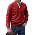 Cashmere Trui Heren Opstaande Kraag Halve Rits