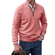 Cashmere Trui Heren Opstaande Kraag Halve Rits