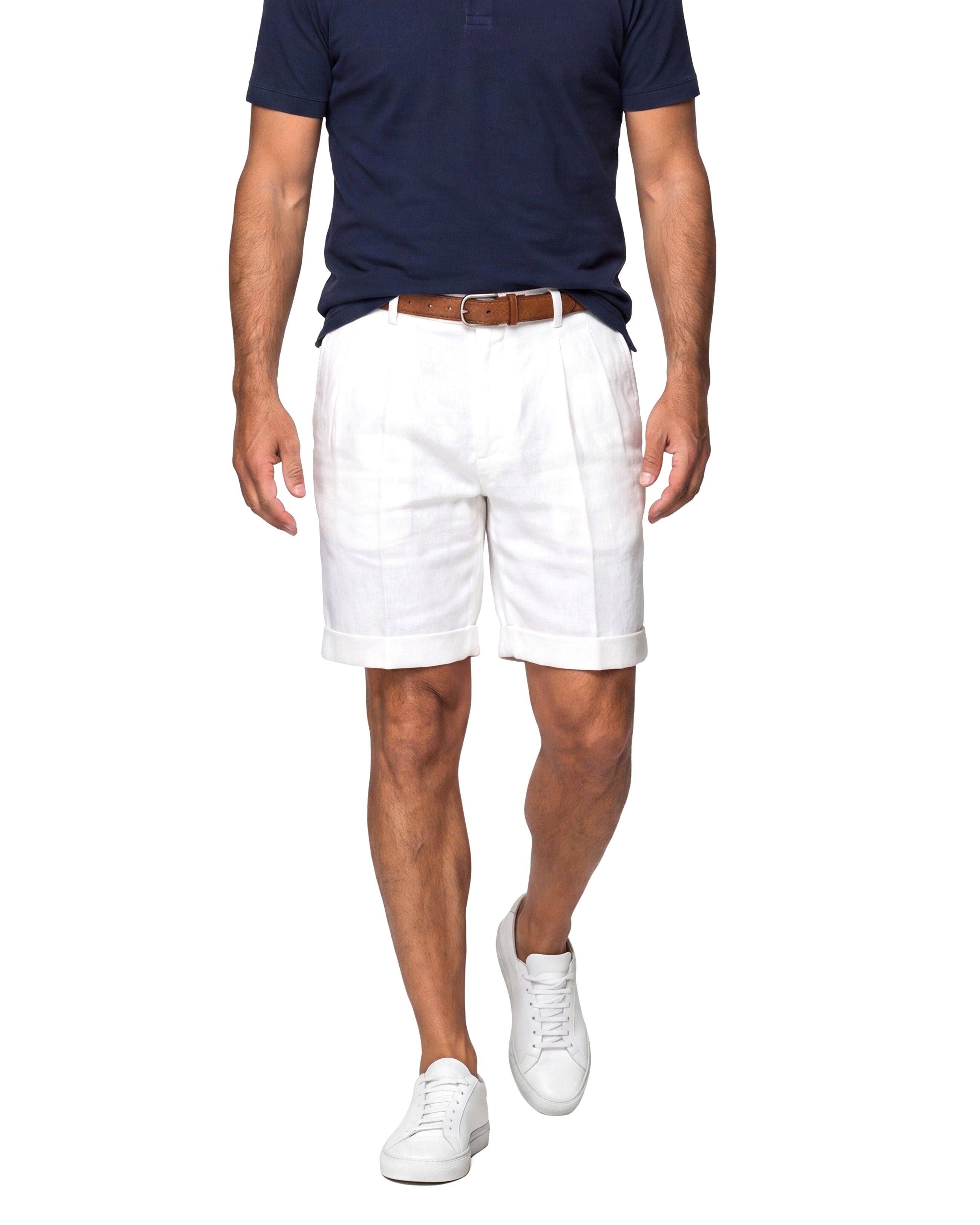 Katoenen chino short met stiksteekdetail Heren